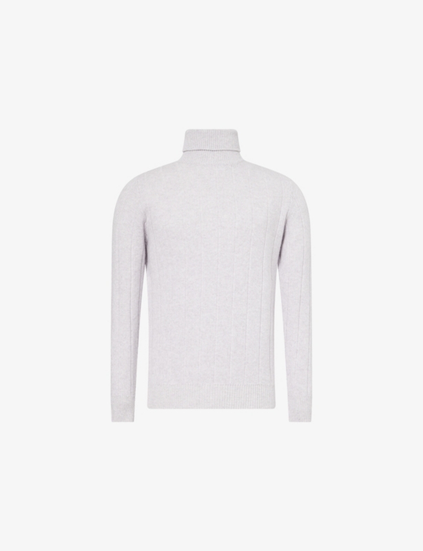 Roll-Neck Ribbed Cashmere Jumper