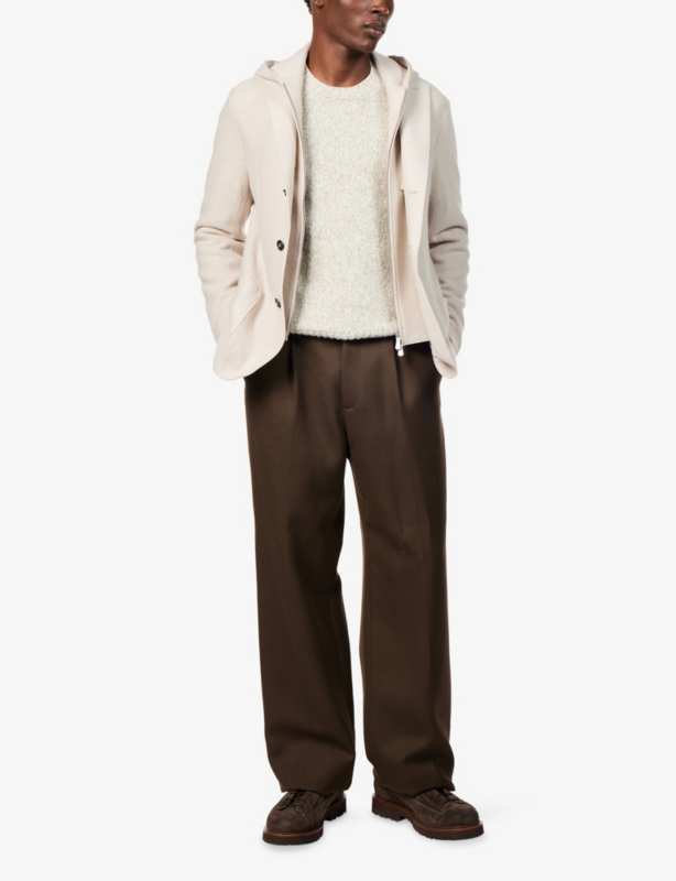 Crewneck Long-Sleeve Wool Knitted Jumper