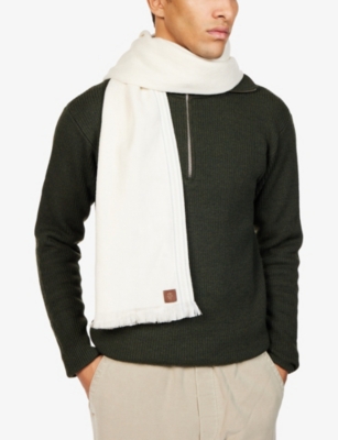 ELEVENTY: Striped-Trim Wool Scarf