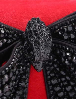 Kurt Geiger Womens Shoreditch Bow-embellished Velvet Cross-body Bag In Red
