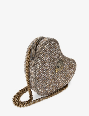 Kurt Geiger Womens Kensington Heart Embellished Cross-body Bag Beige Comb In Sand