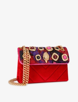 Kurt Geiger Womens Kensington Mini Woven Shoulder Bag Pink Comb In Red
