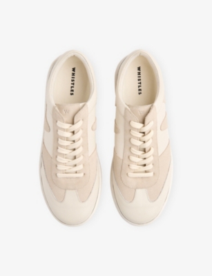 Whistles Womens White Panelled Suede And Leather Low-top Trainers Eur 36 / 3 Uk In Pattern