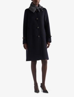 PRADA: Single-Breasted Double Wool Loden Coat