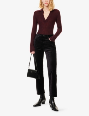 Citizen Of Humanity Womens Citizens Of Humanity Simone Wool And Cashmere Polo Jumper In Burgundy