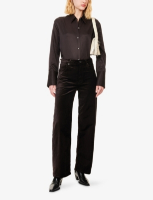 Citizen Of Humanity Womens Citizens Of Humanity Ayla Baggy Wide-leg High-rise Velvet Jeans In Multi