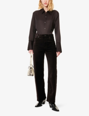 Citizen Of Humanity Womens Chocolate Dk Brown Camilia Silk And Cotton Shirt In Brown