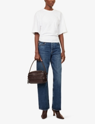 AGOLDE: Shari Ruched Cotton-Jersey T-Shirt