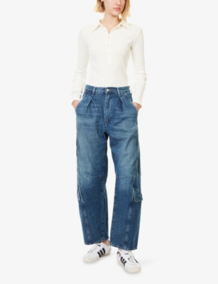 Citizen Of Humanity Womens Citizens Of Humanity Flight Pleated Denim Jeans In Blue