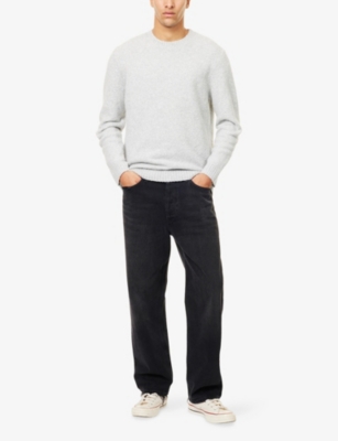 Nobl Mens Grey Cameron Crewneck Textured Knitted Jumper In Gray