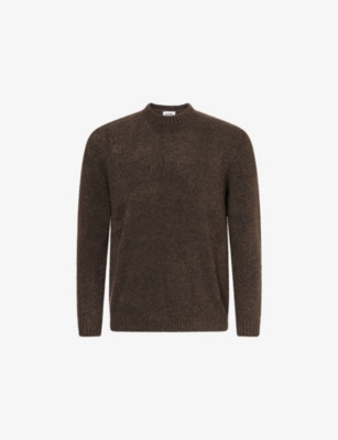 Nobl Mens Bark Cameron Crewneck Textured Knitted Jumper In Brown