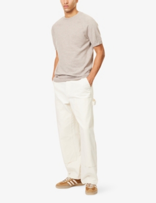 Nobl Mens Beige Archer Short-sleeve Knitted Top In Brown