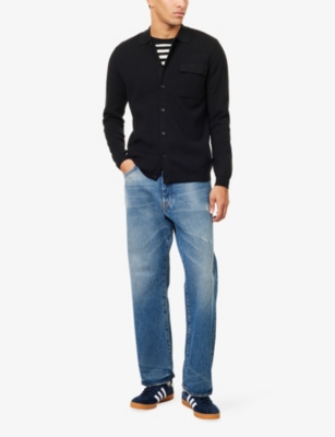 Nobl Mens Black Koen Long-sleeve Knitted Shirt In Black