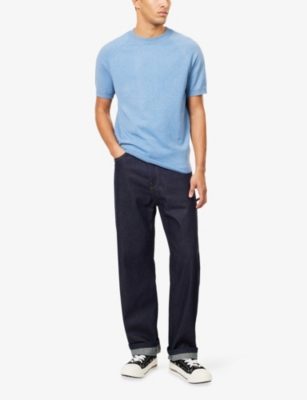 Nobl Mens Light Blue Archer Short-sleeve Knitted Top Xl In Blue
