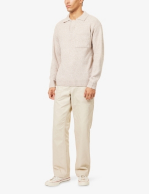 Nobl Mens Beige Maynard Long-sleeve Knitted Jumper In Neutral