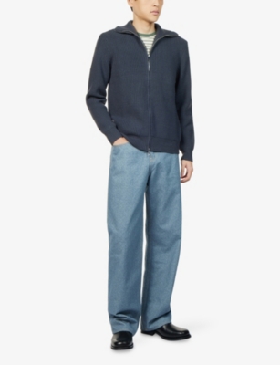 Nobl Mens Blue Tucker Double-zip Knitted Cardigan Xl In Blue