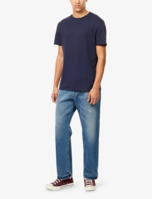 Nobl Mens Navy Rome Slim-fit Cotton T-shirt In Blue