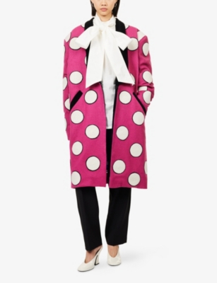 Max Allen Womens Harry Lambert For  X Disney Minnie Polka-dot Wool Coat Multi In Multi