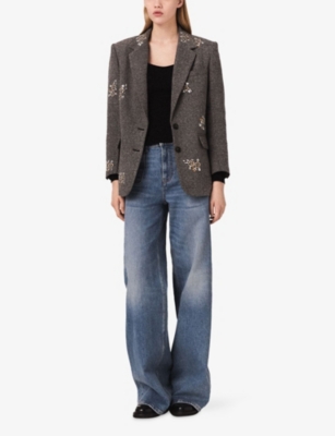 MAJE: Sequin-Embellished Single-Breasted Woven Blazer