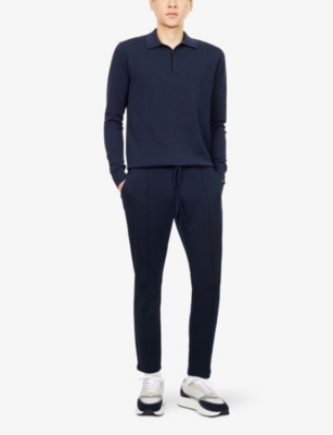Arne Mens Navy Interlock Tapered-leg Stretch-woven Jogging Bottoms Xxl In Blue