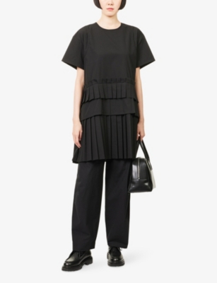 Stel Womens Black Boston Pleated Woven Mini Dress In Black