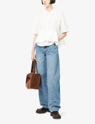 Stel Womens Mid Blue Wash Chester Wide-leg Denim Jeans In Blue
