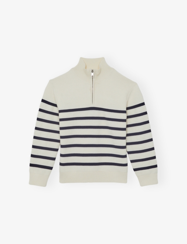 Graham Striped Funnel-Neck Cotton-Blend Jumper 13-14 Years
