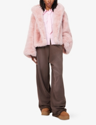 Jaded London Womens Pink Mara Hooded Faux-fur Coat In Pink