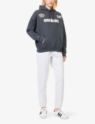 Sisters & Seekers Womens Skipper Seekers Motif Relaxed Cotton-jersey Hoody Xs In Black