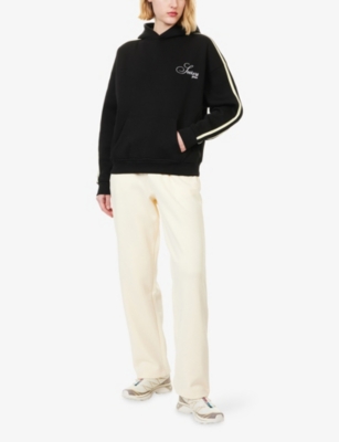 Sisters & Seekers Womens  Sport Embroidered-logo Cotton-blend Hoodie In Black