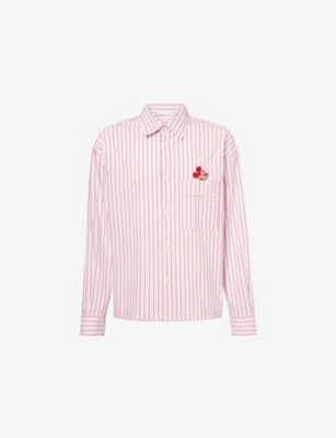 Harry Lambert X Disney X Disney Mens Pink Harry Lambert For Zara X Disney Mickey Mouse Striped Cotton-blend Shirt Xl In Pink