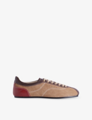 Harry Lambert X Disney X Disney Mens Sand Harry Lambert For Zara X Disney Panelled Suede Trainers Eur 40 / 6 Uk In Neutral