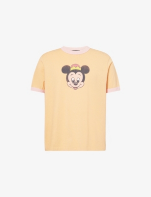 Harry Lambert X Disney X Disney Mens Mustard Harry Lambert For Zara X Disney Morty Graphic-print Cotton-jersey T-shirt Xs In Yellow
