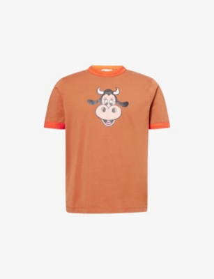 Harry Lambert X Disney X Disney Mens Tan Harry Lambert For Zara X Disney Claravelle Graphic-print Cotton-jersey T-shirt Xs In Brown