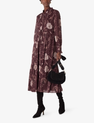 WHISTLES: Floral-Print Tie-Waist Woven Midi Dress