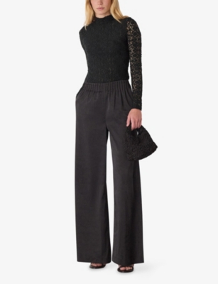 WHISTLES: High-Neck Long-Sleeved Stretch-Lace Top