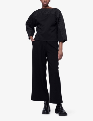 LEEM: Quilted Embroidered Wool-Blend Top