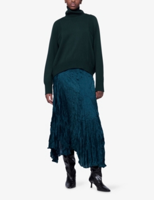 LEEM: Asymmetric Plisse Woven Maxi Skirt
