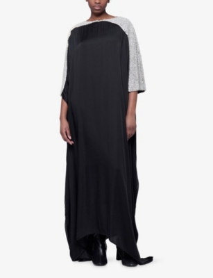 LEEM: Jewelled-Shoulder Woven Kaftan