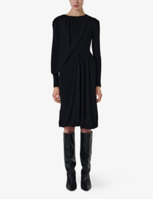 LEEM: Scarf Detail Knitted Midi Dress