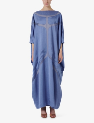 Leem Womens Blue Organza Detail Woven Kaftan In Blue