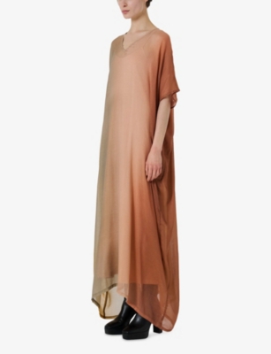 Leem Womens Metallic Ombre-print Woven Kaftan Brown In Multi