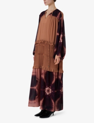 Leem Womens Printed Woven Maxi Kaftan Brown In Brown