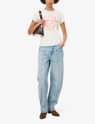 Mother Womens Lil Firecracker The Boxy Goodie Goodie Short-sleeves Cotton-jersey T-shirt Xs In White