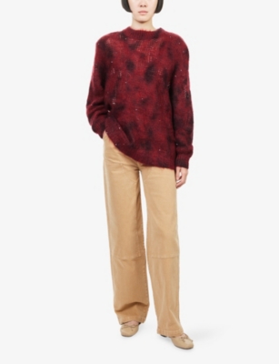 Mother Womens The Bees Knees Finder Sneak Straight-leg Denim Jeans Devil Doesnt Care In Brown