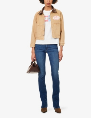 Mother Womens Devil Doesnt Care The Workwear Cropped Stretch-denim Jacket Xs In Nude