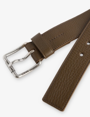 Loewe Mens Tundra/vintage Palladium Roller Curve Leather Belt