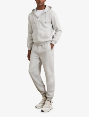 Reiss Mens Grey Finch Drawstring-waist Cotton-blend Jogging Bottoms In Gray