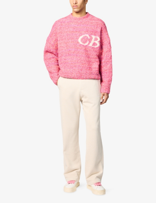 Intarsia-Logo Bouclé Wool-Blend Jumper