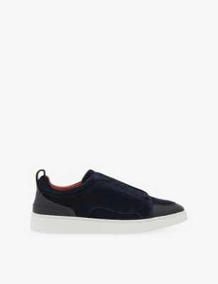 Reiss Mens Navy Henry Elasticated Suede Trainers Eur 44 / 10 Uk In Blue